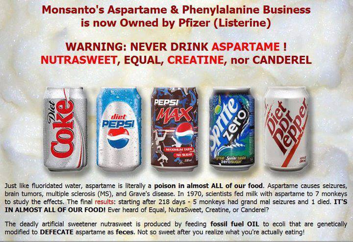 Aspartame in
                      sodas.
